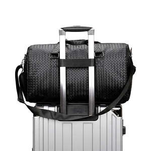 Sac de voyage en cuir PU extensible grande capacité avec fermeture éclair, imperméable, pour week-end, sport, logo personnalisé, unisexe - Product Image 5