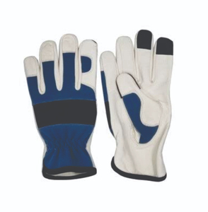 Gants de sécurité en cuir blancs, bleus, noirs, avec bouts des doigts antidérapants, résistance à l'abrasion, poignet élastique, résistance aux chocs, usage général - Product Image 1