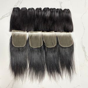 Alta calidad LISTO PARA ENVIAR 100% Extensiones de cabello humano de trama recta sin procesar Grado alineado de cutícula 12A Tejido Negro - Product Image 1