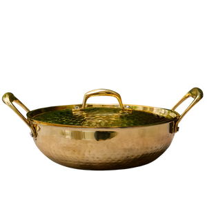 Marmite de cuisson traditionnelle en cuivre faite à la main avec couvercle et poignées en laiton, ustensile de cuisine en cuivre de qualité supérieure pour la maison et l'hôtellerie - Product Image 1