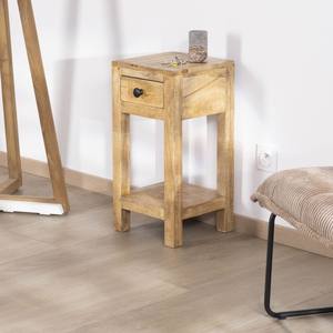 Mesita de noche Vandana Golden Aura con estructura abierta y 1 cajón, fabricada en madera de mango, altura 60 cm - Product Image 4