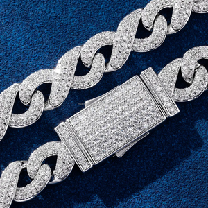 Pass Diamond Tester Trending Hip Hop Style 925 Silver Iced Out <b>Infinity</b> Chain 12mm VVS Moissanite Link Chain for Christmas Gift - Product Image 1