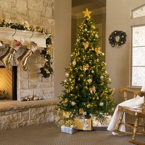 Albero di Natale Artificiale a Forma di Pino con Cerniere, 2,3m, 400 Luci LED Bianco Caldo, Materiale PET, 300cm, con Gonna Decorativa - Product Image 3