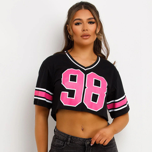 2026 Custom American Football Jersey Shirts for Women Drop Shoulder Summer American Football <b>Tops</b> V Neck - Product Image 6