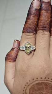 Anillo de Moissanita Amarilla Brillante de 3 Quilates con Corte en Forma de Cometa, Unisex, Plata 925 Original, Regalo Ideal para Amigos - Product Image 2
