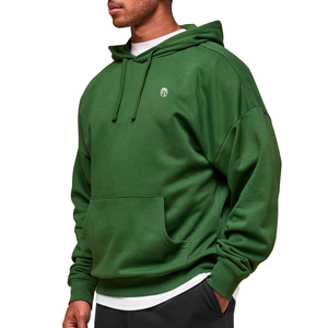 Sweat-shirt à capuche vert surdimensionné pour homme, en molleton épais, coupe décontractée, style streetwear - Product Image 3
