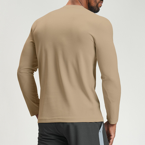 T-shirt Homme Sportif à Manches Longues Personnalisable, Respirant, Couleur Unie, Coupe Classique, Nouvelle Tendance, Séchage Rapide - Product Image 3