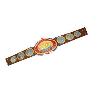Ceinture de championnat poids lourd d'Europe, personnalisable, en cuir premium avec plaques or et argent - Product Image 6