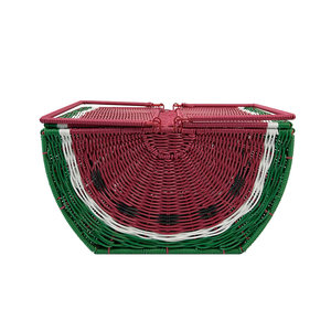 Colorful Plastic Rattan Handheld <b>Woven</b> <b>Basket</b> for Home Decor and Storage - Product Image 1