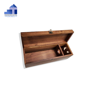Caja de Vino de Madera con Dos Botellas y Vasos, Forma Rectangular, Hecha a Mano con Madera de Acacia, Personalizable, para Regalo o Manualidades, Hecha en Vietnam - Product Image 2