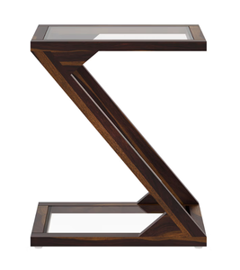 Modern Wood Nightstand With Glass Top And <b>Shelf</b> Midcentury Design Bedroom Furniture - Product Image 3