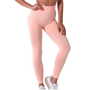 Pink Seamless High Waist <b>Yoga</b> <b>Leggings</b> and Sports Bra Set Ribbed 2 Piece Workout Activewear - Product Image 3