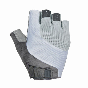 Gants de cyclisme mi-doigts antidérapants en polyester respirant avec fermeture à lacets unisexe hiver gris blanc design en maille - Product Image 1