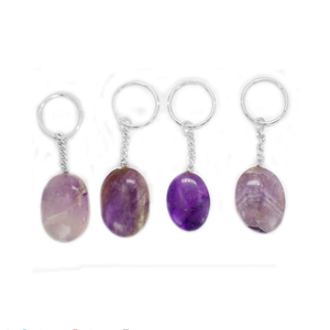 Porte-clés en cristal de haute qualité, améthyste ovale, pierre naturelle, cadeau pour femmes, grossiste en porte-clés - Product Image 4