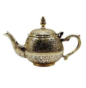 <b>Vintage</b> Silver Moroccan Tea Pot Ornate Engraved <b>Kettle</b> Traditional Serving Pot Eco-Friendly Durable Double Wall for Hospitality - Product Image 3