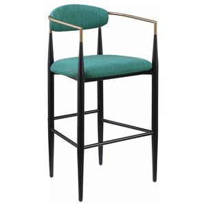Set di 2 sedie da bar imbottite in tessuto verde Renfroe - Product Image 3