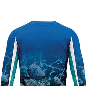 Camisa de Pesca de Manga Larga para Hombre, Estampado por Sublimación, UPF 50, Anti-UV, 100% Poliéster, Diseño de Peces Azules, Ropa para Exteriores - Product Image 4
