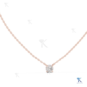 Collar con Colgante de Diamante Cultivado en Laboratorio de 0.85 CT, Corte Redondo, Base Cuadrada, Oro Sólido de 14K/18K, Estilo Minimalista y Delicado para Uso Diario - Product Image 2