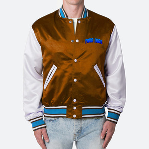 Vestes de baseball personnalisées en laine chenille brodée avec logo, manches en cuir vintage, style varsity pour hommes. - Product Image 3