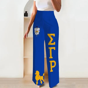 กางเกงขายาวทรงตรงพิมพ์ลาย Sigma Gamma Rho กางเกงลำลองทรงกว้าง สวมใส่สบายทุกฤดู ลายพิมพ์ตามสั่ง ชุดทีม OEM ODM - Product Image 1