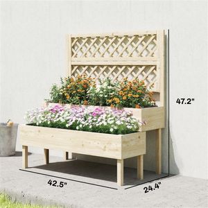 Jardinera Elevada Natural para Jardín, Caja de Plantación, Cercas, Enrejados y Puertas para Exteriores - Product Image 6