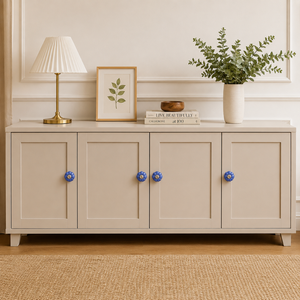 Pomo de Cerámica Azul con Diseño de Flor para Mueble |   Tirador de Cajón Estilo Rústico para Cocina, Dormitorio, Armario, Cómoda, Muebles, Puerta, Decoración - Product Image 2