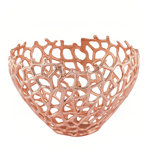 Rose Gold Plated <b>Large</b> <b>Bowl</b> Aluminum Metal Kitchen Accessories Serving for Dining Table Home Decorative Coral Design <b>Bowl</b> - Product Image 1