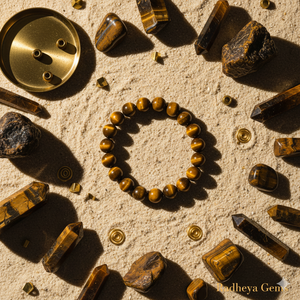 Pulsera de cuentas redondas de ojo de tigre natural AAA hecha a mano – Pulsera elástica de piedras preciosas pulidas para hombres y mujeres - Product Image 2