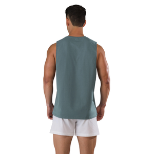 Camiseta sin mangas para hombre, color azul tormenta, ajuste muscular, para gimnasio, entrenamiento, fitness, rendimiento deportivo, chaleco deportivo, OEM, al por mayor - Product Image 3