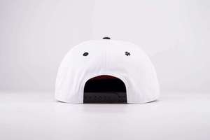 <b>White</b> 6-Panel Snapback Cap With Black Clover Embroidery Flat Brim Adjustable Unisex Street Style Baseball <b>Hat</b> - Product Image 3