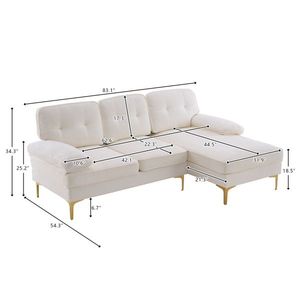 Divano Modulare a Tre Posti Semplice ed Elegante in Beige per Soggiorno - Product Image 5