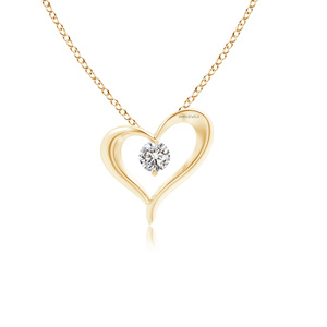 Romántico y Lujoso Colgante de Diamantes en Oro Amarillo, Corte Brillante en Forma de Corazón, para Mujer, Boda, Oro 10K 14K 18K, Plata 925 935 - Product Image 1
