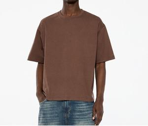 LOW MOQ Custom OEM Wholesale Boxy Fit Box T-Shirt Half Sleeve Breathable Raw Cut Edge Vintage Washed Boxy Tees Shirts Breathable - Product Image 6