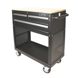 Chariot d'atelier roulant 91 cm à 3 tiroirs avec plan de travail, chariot OEM robuste pour mécanicien, garage, entrepôt, industrie - Product Image 2