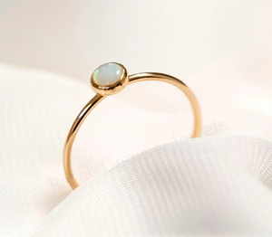 Natural Ethiopian <b>Opal</b> 6mm Round 925 Silver <b>Gold</b> Plated Bezel Set Trendy Designer <b>Ring</b> for Unisex Women's Wedding Jewelry Gift - Product Image 1