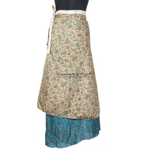 New Classy Vintage Silk Indian Hippie Long <b>Wrap</b> Skirts Rajasthani Indian Women Wear Art Silk Rapron Skirt Indian Reversible - Product Image 3
