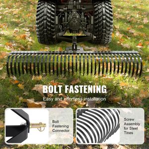 Desbrozadora de 72 Pulgadas para Remolcar con 36 Dientes de Acero, Accesorios de Rastrillo Desbrozador de 3 Puntos para Tractor, Piezas y Accesorios para Cortacésped - Product Image 5