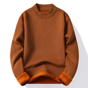 Suéter de cuello alto para hombre, de punto, color liso, forrado de lana, grueso, térmico, para otoño - Product Image 1