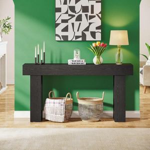 63-Inch Wooden Rectangular <b>Console</b> <b>Table</b> for Behind the Couch Placement - Product Image 2