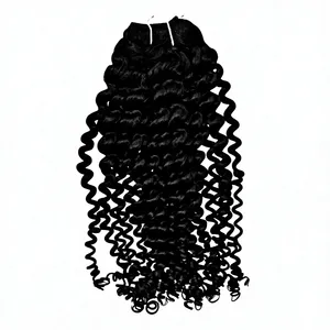 ผมแฟชั่นอินเดีย HFIHW ผมหยิกแบบ Kinky Curl ผมแท้แบบ Remy จากอินเดีย แบบ Pre-Looped ต่อผมด้วยเครื่องจักรแบบ Double Weft สีดำ 1 เส้น ผมหยิกแบบล่าสุด - Product Image 5