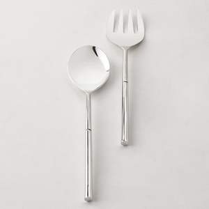 Juego de servidores de ensalada de acero inoxidable con acabado antiguo y mango de agarre cómodo para cocina casera, buffet y servicio de catering. - Product Image 1