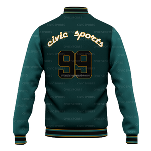 Chaqueta Varsity Personalizada para Hombre, Resistente al Viento, de Poliéster/Algodón Tejido de 80g, Cuello Henry, Cierre de Cremallera, Forro Polar, Opciones de Bordado - Product Image 2