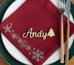 Personalized <b>Wooden</b> <b>Name</b> <b>Place</b> Card Christmas Tree Decor Tabletop Holiday Decoration Winter Theme Traditional Design - Product Image 1