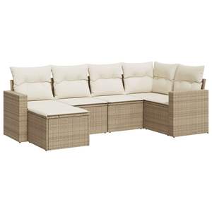 Juego de sofá de jardín de ratán PE Beige con reposabrazos ajustables grandes - Product Image 2