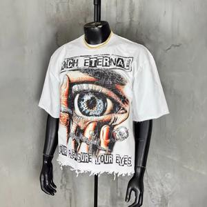 เสื้อยืดผู้ชายสั่งทำพิเศษ ทรงครอป โอเวอร์ไซส์ ลายพิมพ์ DTG สไตล์สตรีทแวร์ แขนสั้น ล้างสีแบบแอซิดวอช - Product Image 2