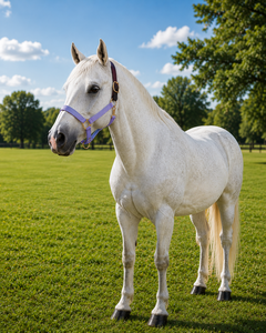 Harnais pour cheval en PP bleu ciel et marron avec boucles et anneaux dorés pour l'équitation et l'entraînement - Product Image 6