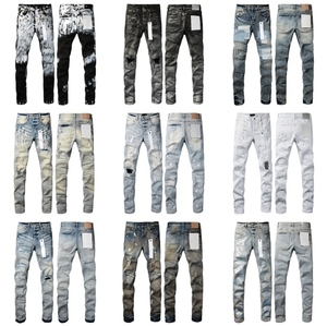 Jean en denim pour homme de luxe, coupe slim, taille mi-haute, droit, respirant, extensible, déchiré, délavé, écologique, hiver, style Hip Hop - Product Image 1