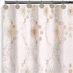 Set di 12 Tende da Doccia Trasparenti con Motivo a Rose, Stile Moderno e Lussuoso, con 12 Ganci per il Bagno, Accessorio Contemporaneo di Lusso per il Bagno - Product Image 2