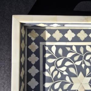 Plateau de service en bois et nacre fait main, grande taille, qualité supérieure, plateau décoratif en nacre à vendre - Product Image 6