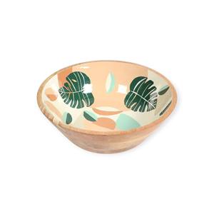 Bol rond en bois avec motif écaille de poisson bleu émaillé pour repas de style côtier et présentation artistique de table - Product Image 2